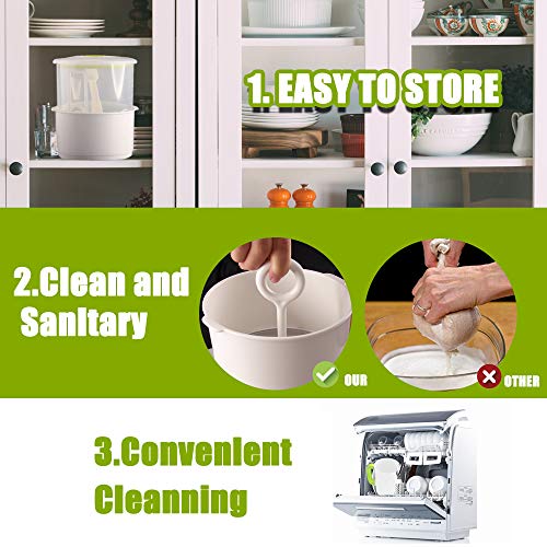 Multiple Usage Food Strainer Greek Yogurt Strainer Maker with 200 Micron Nylon Cheesecloth Bag Food Grade Polycarbonate and Stainless Steel Mesh BPA-Free, Soy Milk Juice Tea Filter 1.5-Quart