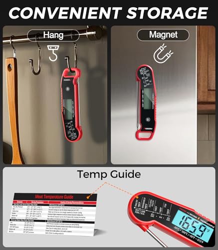 Atogou Professional Meat Thermometer Digital, <1 Sec Instant Read, Red - color: Red