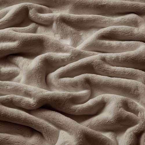 Brookstone Nap Plush Throw Blanket for Couch | Warm & Super Soft Blanket with Unmatched Heavy, Dense, and Ultra-Comfy Throw | Luxurious Drape, Cozying Up on a Sofa, Chair | Taupe - color: Taupe