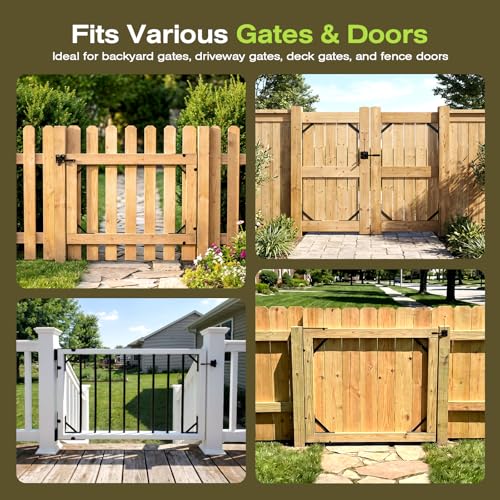 YQE Anti Sag Gate Kit for Wooden Fence, Heavy Duty Gate Hardware with Corner Brace Brackets, Welded Hinges and Self-Locking Gate Latch, Premium No Sag Fence Gate Kit - size: Single Door Set