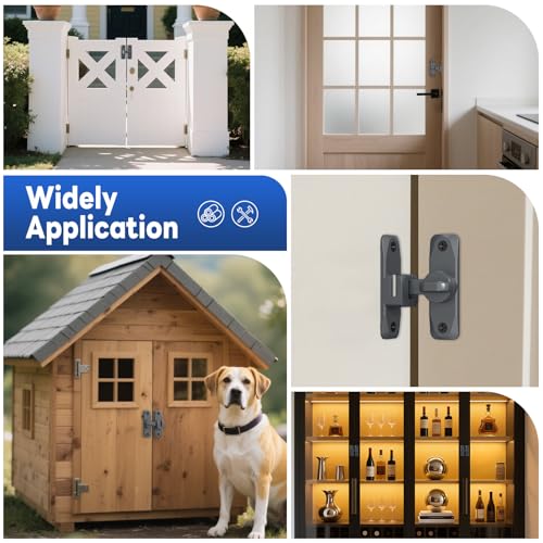 90/180 Degree Barn Door Locks and Latches, Safety Aluminum Hardware Sliding Door Latch, Small Flip Locks for Barn, Bathroom, Cabinet, Garden, Window (Grey-2PCS) - color: Grey-2PCS