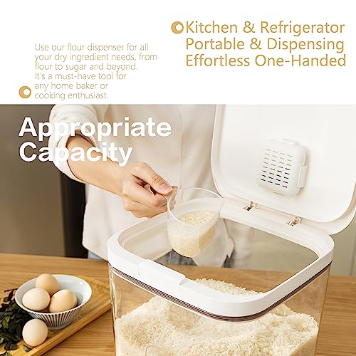 Rice Dispenser 10Lbs - Airtight with Measuring Cup, PET Material | 5L/5.0 Qt Capacity, Rice & Cereal & Pet & Laundry Pod Bin, Kitchen Bathroom Pet Food Pantry - color: 5.6 L