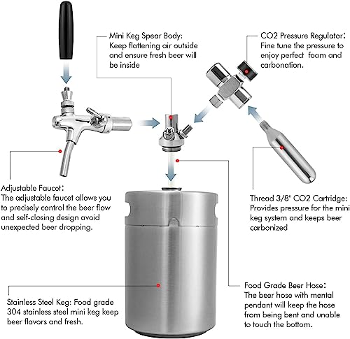 GANCOWISE 270OZ Mini Keg Growler, Pressurized Home Dispenser System