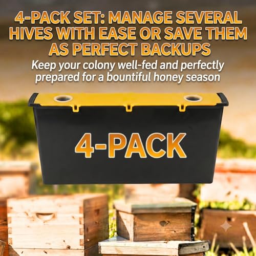 4 Pack 6.5L Bee Hive Feeder, Bee Frame Feeder, Deep Frame Water Feeder, Bee Feeder for Beekeeping Supplies Equipment Tools (Yellow, 4 Pack 6.5L) - color: YELLOW, size: 4 Pack 6.5L