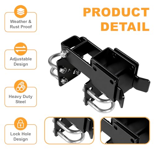 Chain Link Double Gate Latch, Steel Residential Strong Arm Double Gate Latch Chain Link Fence Gate with Convenient Padlock Holes for 1.375" Round Tube Door Frame Metal Door