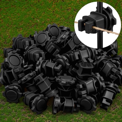 Frienda 100 Pcs Electric Fence Wire Insulators, Screw Round Post, Black - color: Black