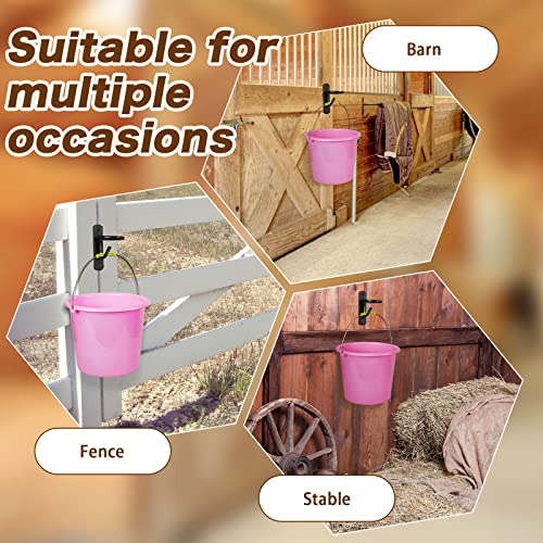 Tudomro Equestrian 1 Bucket Hook Hangers, Metal Hooks for Horse Water and Feed Buckets with 2 Screws for Stable, Barn, Farmhouse Supplies (Black) - color: Black