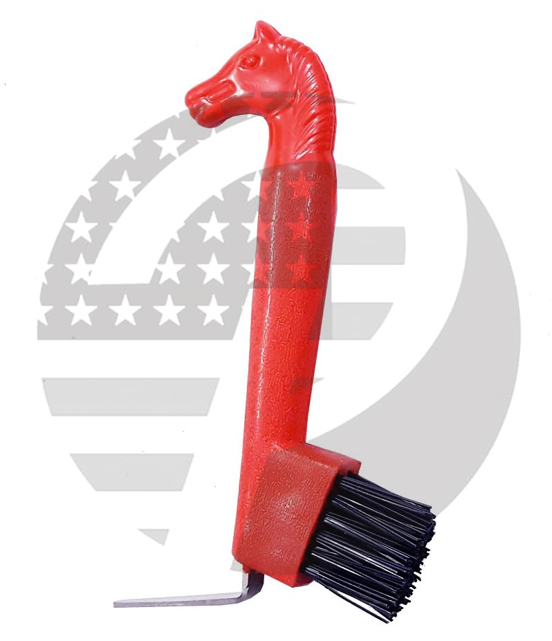 Horse Head HOOF PICKS WITH BRUSH (RED) - color: RED