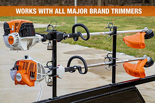 Buyers Products LT18 2-Position Lockable Weed Wacker/Trimmer Rack for Landscape Trailers - Adjustable, Black Powder-Coated Steel, Holds 2 Weed Eaters, Rust-Resistant Lawn Edger Rack, Made in USA - size: 2-Position