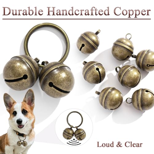 2 Extra-Loud Copper Dog Bells for Medium-Large Dog Collars - color: Bronze, size: Large