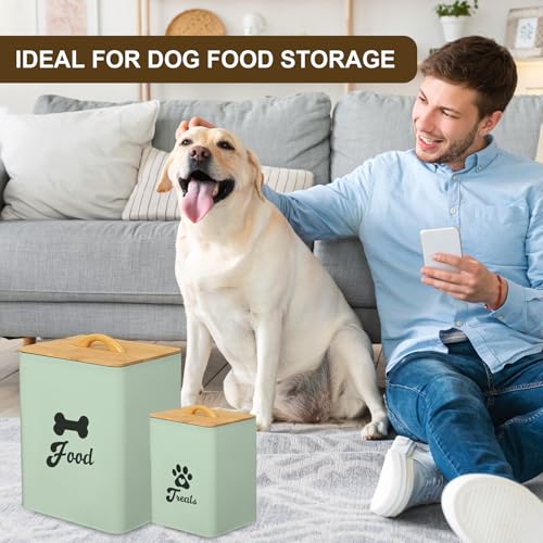 Dog Treat Container 2PCS, Dog Food Storage Container with Lids Airtight, Dog Treat Jars for Kitchen Counter-7+3Lbs (Saga Green) - color: Saga Green