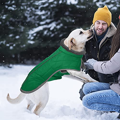 Fragralley Dog Coat Small, Waterproof Dog Jacket with Warm Fleece Lining, Adjustable Reflective Dogs Winter Coat, Turtleneck Pet Coats for Cold Weather (Green S) - color: Green, size: Small
