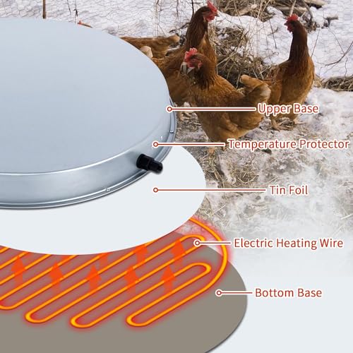 2Pack Chicken Water Heater for Winter,Heated Poultry Waterer Base,with Thermostat and 9.8ft Power Cord, Dia.11in - size: 2PACK