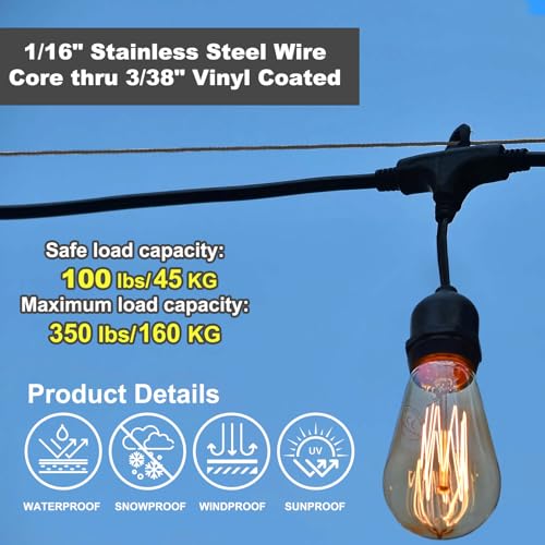 M5 Turnbuckles for Cables Wire, 200ft 1/16 Vinyl Coated 304 Stainless Cable - color: 60M+M5 Turnbuckle Wire Tensioner Kit
