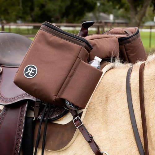 Reinsman Pommel Cooler Bag | Equestrian Durable Convenient Spacious 2-Side Nylon Insulated Bag with Stainless Steel Hardware | Easy Attachment to The Swell with Adjustable Strap - color: Brown