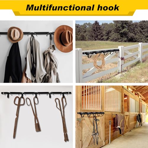 Zonon Horse Tack Bridle Hooks Metal Horse Bridle Rack Stall Hanger for Tack Harness Storage Stall Fence Barn Supplies(2 Pcs,Five Hooks) - style: Five Hooks