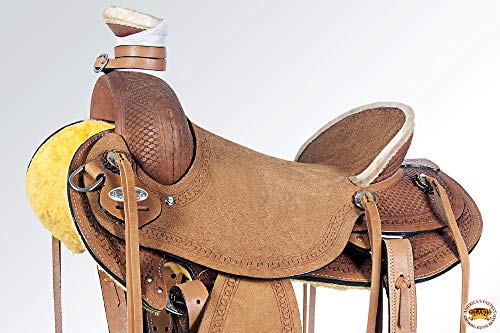 HILASON Western Wade Ranch Roping Saddle Brown Leather - size: 15 In