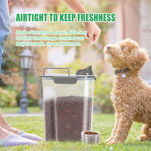 Dog Cat Food Storage Container with Cup (Dark Olive, 5L) - color: Dark Olive, size: 5L