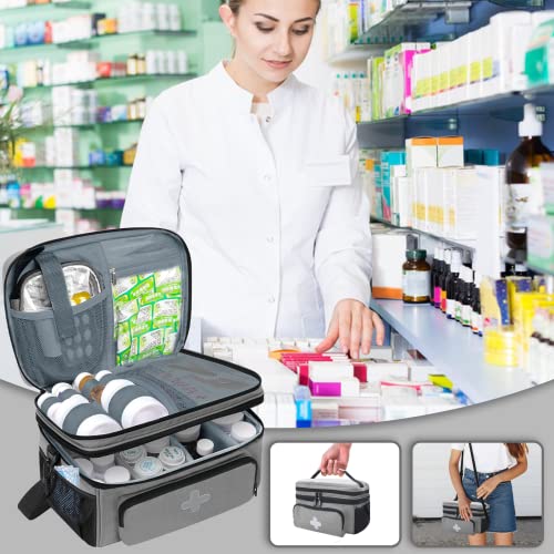 GDNasist Medicine Storage Bag, Medical Bag Pill Bottle Organizer Empty - color: Grey