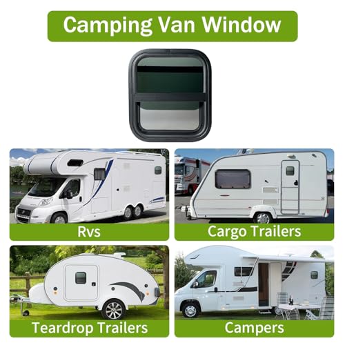 RV Window 14"W x 16"H Vertical Sliding Replacement Glass &Trim Ring Set - size: 14" W x 16" H, style: Vertical