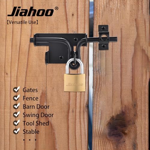 Door Lock Gate Latch, Heavy Duty Slide Bolt Door Lock with Brass Padlock - style: Slide Bolt Latch & Padlock