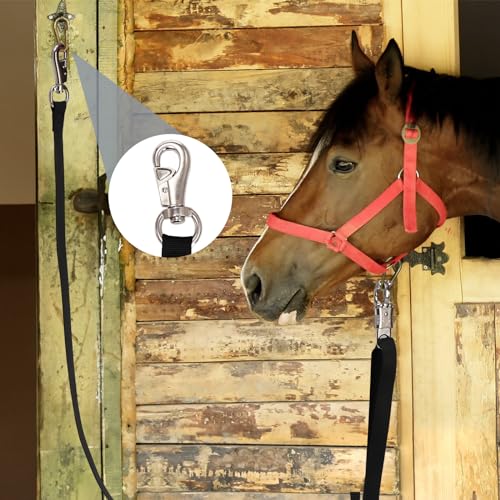 Cididu 2 Pack Cross Ties for Horse, Nylon Trailer Tie with Strong Panic Snap and Bull Snap, Heavy Duty Adjustable from 44.5" to 78.3" Hanging Strap for Water Buckets and Outdoor Feeders