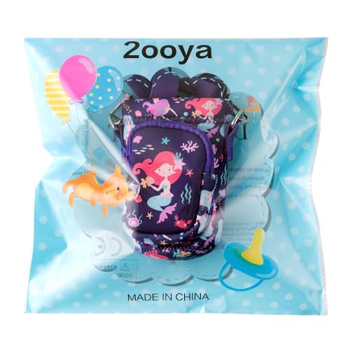 Water Bottle Carrier Bag with Strap for Kids - Water Bottle Bag Holder with Padded Strap Pocket 10/12/14/16/18Oz for Boys Girls School Walking Hiking Camping - style: Mermaids