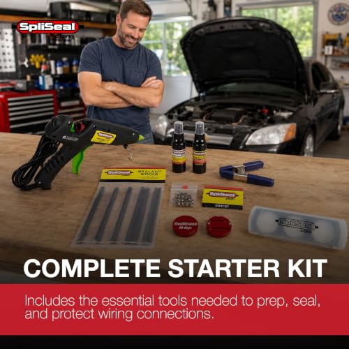Starter Wiring Splice Sealing Kit – All-in-One Wire Splice Kit with 80W Glue Gun, Mold, Sealant Sticks, Mold Release Spray, Wire Cleaner & Connectors for Automotive, Marine and Trailer Wiring - style: Starter Wiring Sealing Kit