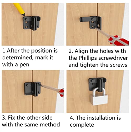 szhdxsy 2Pcs Flip Latches, Heavy Duty Latch Safety Door Lock,Stainless Steel Sturdy Padlockable Bolt Latch/Lock for Pet Gate,Cabinet Furniture, Wardrobe, Window(Right Open Matte Black)