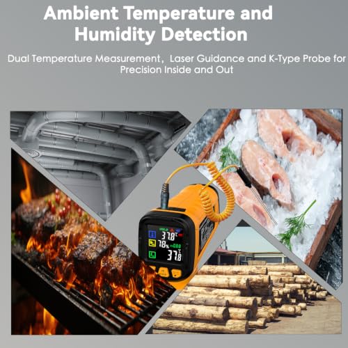 Infrared Thermometer Gun, -58°F to 1796°F, Dual-Mode 50:1 - color: Yellow/-58°F to 1796°F and -4°F to 932°F