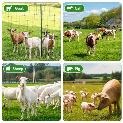 Electric Fence Netting, 164'L x 42.5" H Electric Fence Kit for Livestock, Goat, 14 Posts Double Spiked Portable Electric Poultry Farm Fence - size: 164'L x 42.5" H