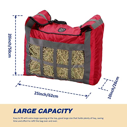 Harrison Howard Premium Durable Slow Feed Horse Hay Bags Oxford Cloth Heavy Duty Large Capacity Horse Feeding Bag-Scarlet Red - color: Scarlet Red