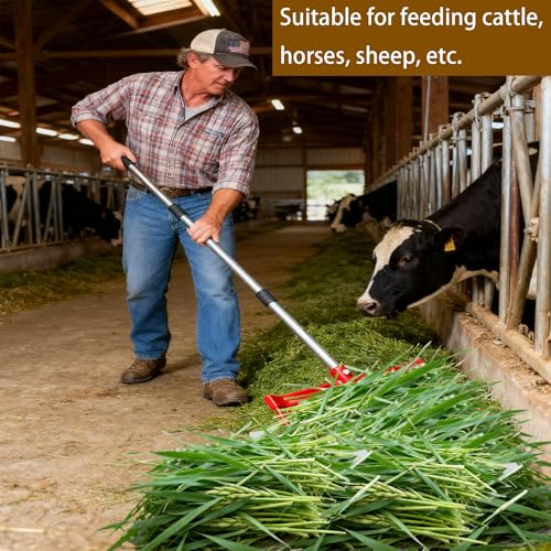 2 red hay Fork Heads, 18-Tooth Manure Fork Replacement Head, ABS Plastic - color: Red