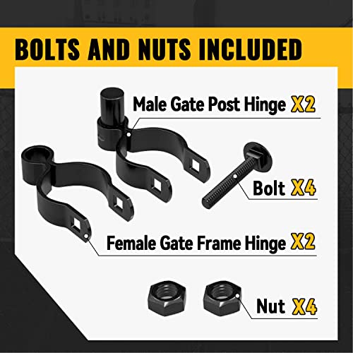 VIVIDA 1-5/8" Chain Link Gate Hinge Kit, Black Fence Pipe Gate Hinge, 2 Set - color: Black (2 Set), size: 1-5/8