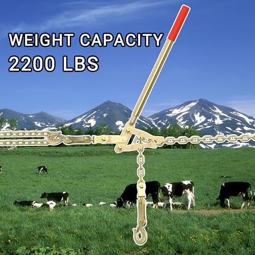 Tredre Chain Link Fence Stretcher Tool with 19.7FT Chain – Heavy-Duty Fence Puller Stretcher & Wire Tensioner, 2200lbs Capacity Barbed Wire Fence Puller for Farm, Ranch, Fence Repair (2 PC) - color: STYL1-2PC