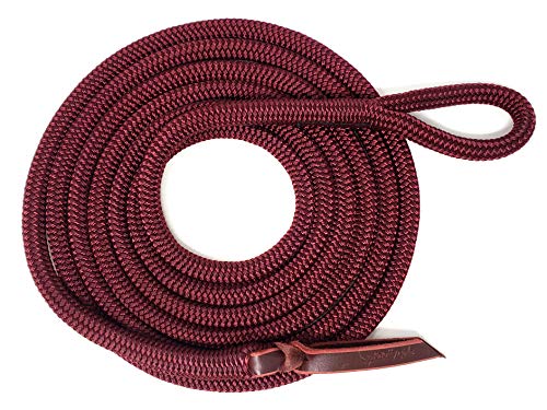 Double Braid Lead Rope with Eye Splice Loop, 12-14FT Lengths (Burgundy, 12 ft.) - color: Burgundy, size: 12 ft.
