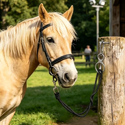 Blocker Tie Ring for Horses, Safe Training Tack Prevents Pulling Back | Heavy Duty Stainless Steel Cross Tie Rings, Premium Equestrian Supplies & Trailer Accessories