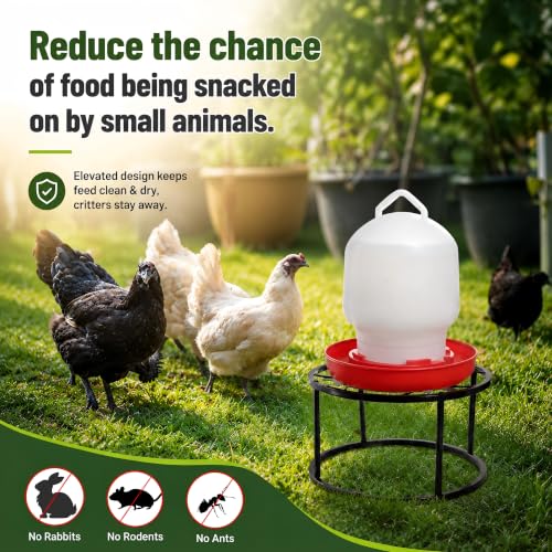 2 Pack Metal Stand for Chicken Feeder Waterer, Stable Chicken Water Feeder Stand Holder with 4 Legs, Heavy Duty Iron Supports Rack for Chicken Feeder Port, Poultry, Buckets, Barrels