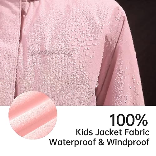 YINGJIELIDE Boy's Waterproof Ski Jacket,Kids Outdoor Snowboarding windproof Jacket,Fleece Lined Hooded,Warm Winter Snow Coat - color: Light Pink, size: 11-12 Years
