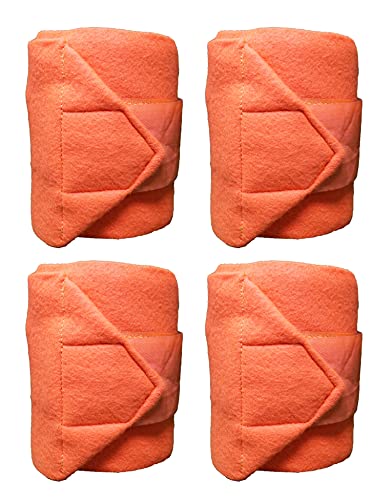 CHALLENGER 10ft Horse Grooming Leg Polo Wrap Set of 4 Soft Fleece 95R - color: Orange