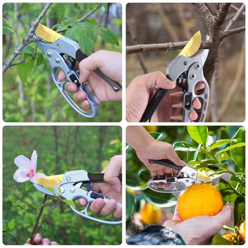 Garden Clippers, Premium Germany Titanium Pruners, 4x cutting power trimming, Pruning Shears, Cutting Rose, Flower, Hedge, Stem, Tree, Sharp Gardening Scissors, Arthritis Weak Hand Snips - style: Titanium -Black