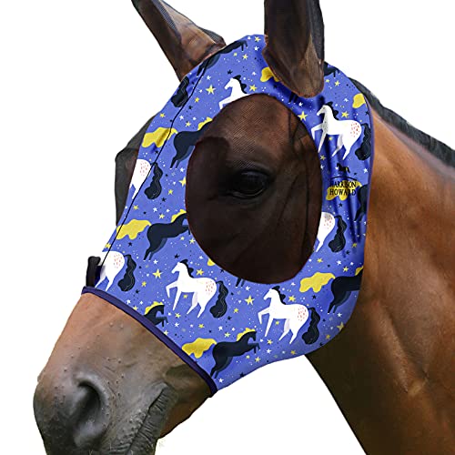 Harrison Howard Super Comfort Stretchy Fly Mask Large Eye Space with UV Protection Soft on Skin with Breathability