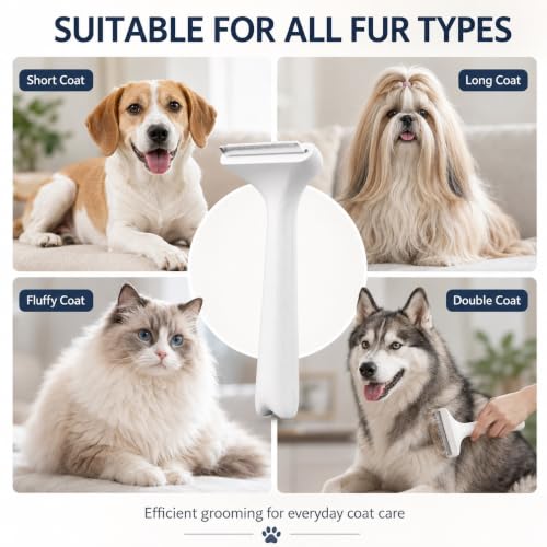 Pet Shedding Comb - Safe ABS Material Deshedding Brush, V-Shaped 1mm Close Teeth, Gentle on Skin, Effortlessly Removes Loose Undercoat & Prevents Matting, Suitable for All Fur Types
