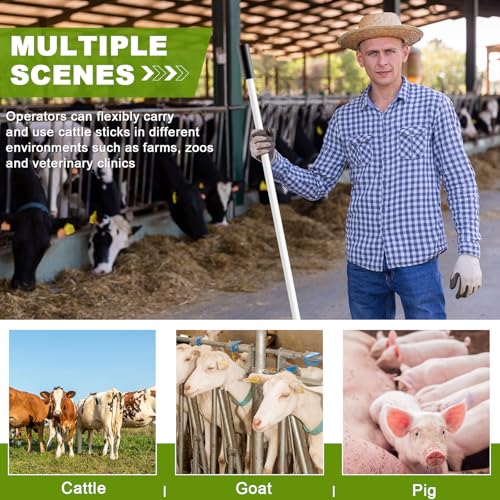 Chunful 53 Inch Fiberglass Livestock Sorting Stick White 1/2" Diameter Cattle Show Stick with Sponge Handle Bending Poles for Horses