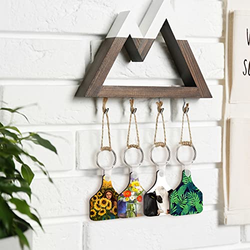 30 Pcs Cow Ear Tag Sublimation Blank Keychains MDF Board Heat Transfer Keychains Double Sided Sublimation Key Chains with Key Ring DIY Valentines Day Ornaments for Graduation Day Present Craft Making