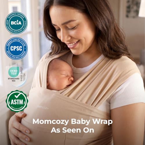 Momcozy Baby Wrap Carrier, Easy-On 2-Piece Design, Newborn to 33 lb - color: Light Curry