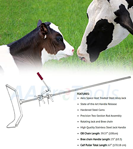 Durable Baby Cow delivery Apparatus Calf Puller & (1pc) OB Handle, (1pc) Chain 30" Veterinary Instruments for Dairy Farm