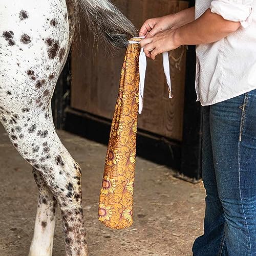Jeffers Lycra Horse Tail Bag 24" – Stretchy Lycra Material, Breathable Tail Protector, Fast Drying Fabric, Braided Ties, Tail Wrap Cover for Grooming, Stable, Travel & Show Ready Use - Bloomin Toolin - color: Bloomin' Toolin'