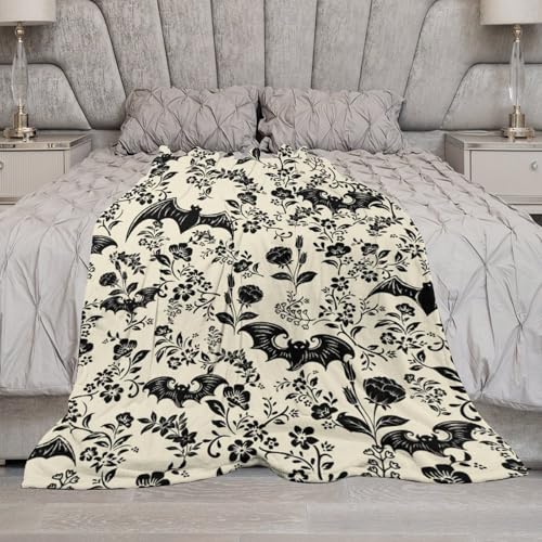 Bat Flower Fleece Throw Blanket for Couch Adults Teens 40" X 50" - color: Bat, size: 40x50 inch