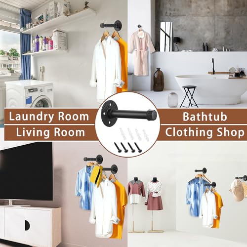 Sumnacon Wall Mounted Clothes Rack for Wardrobe, 2Pcs 6 Inch,Black - color: Black, size: 6 Inch